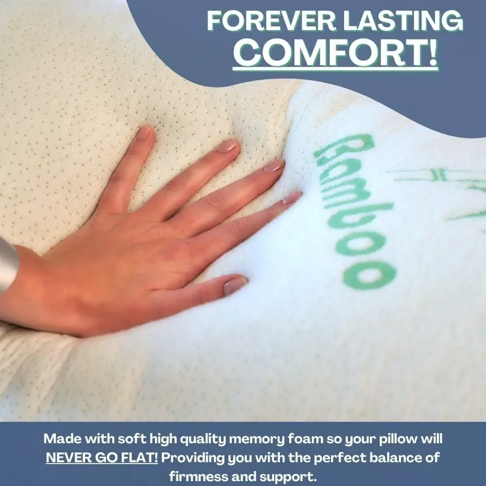 New DreamField Linen Memory Foam Bamboo Pillow Queen Breathable Cover w/ Zipper